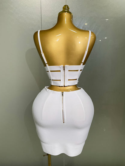 Women Sexy Bandage Tops and Pencil Skirt Set