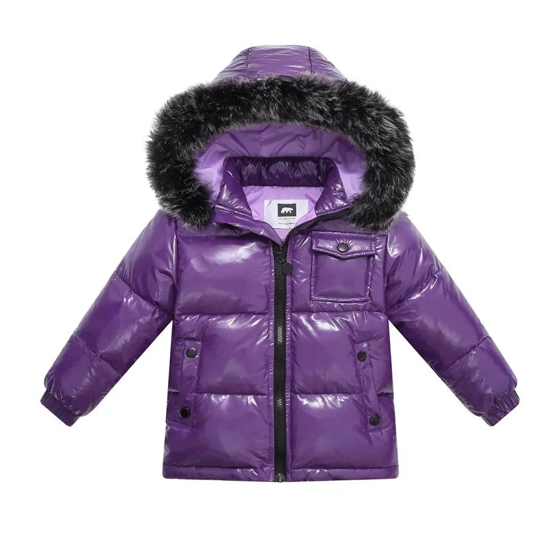 Black Down Winter Parka Jacket for Boys and Girls