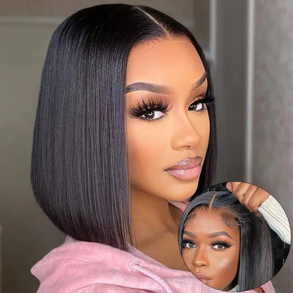 Glueless Human Hair Bob Straight Lace Front Wig