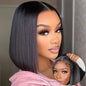 Glueless Human Hair Bob Straight Lace Front Wig