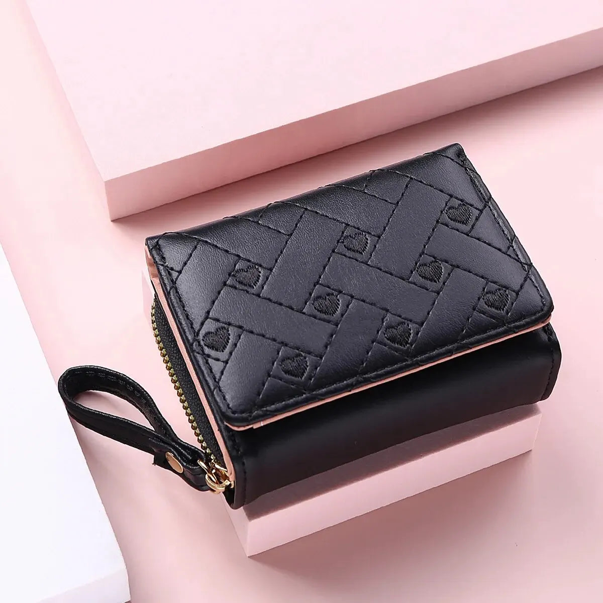 Women's Embroidered PVC Zipper Wallet with Large Capacity