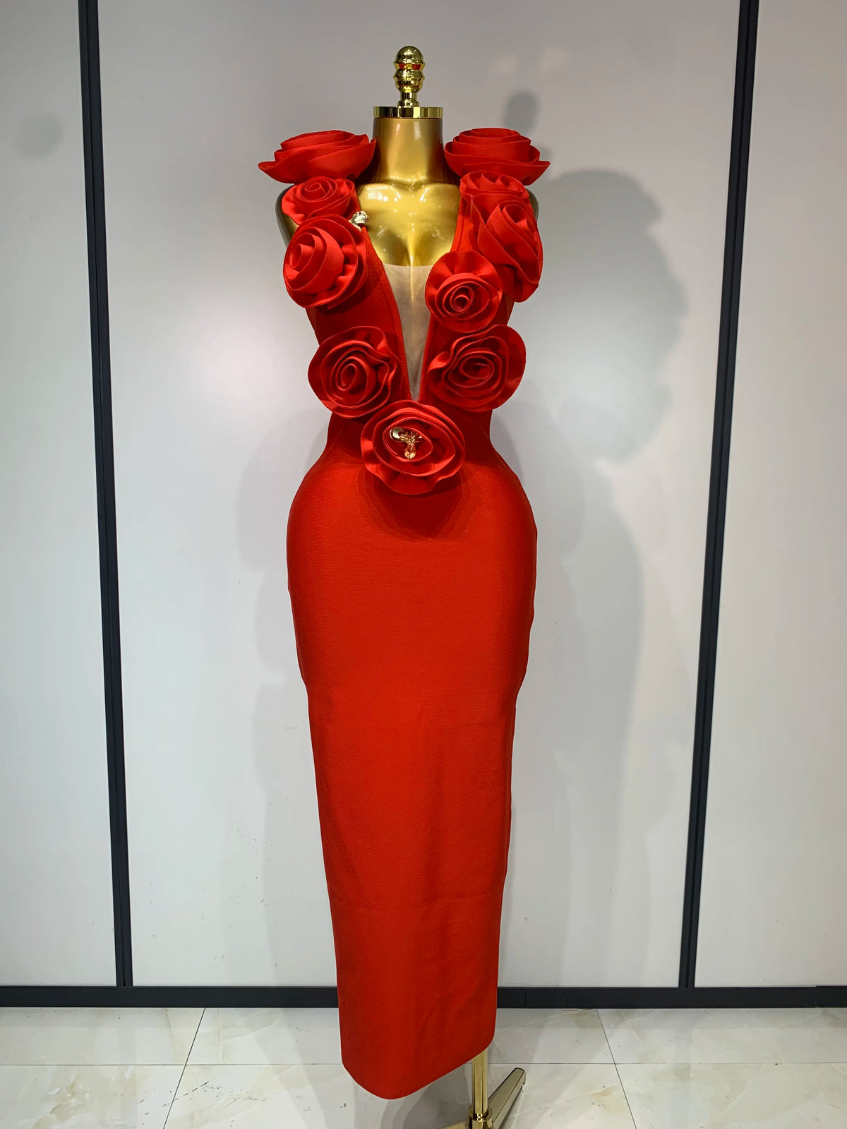 3D Flower Sleeveless Bodycon Bandage Dress Women