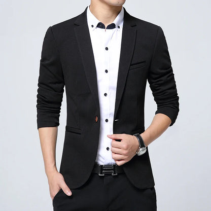 Men's Slim Fit Polyester Suit Blazer for Formal Wear