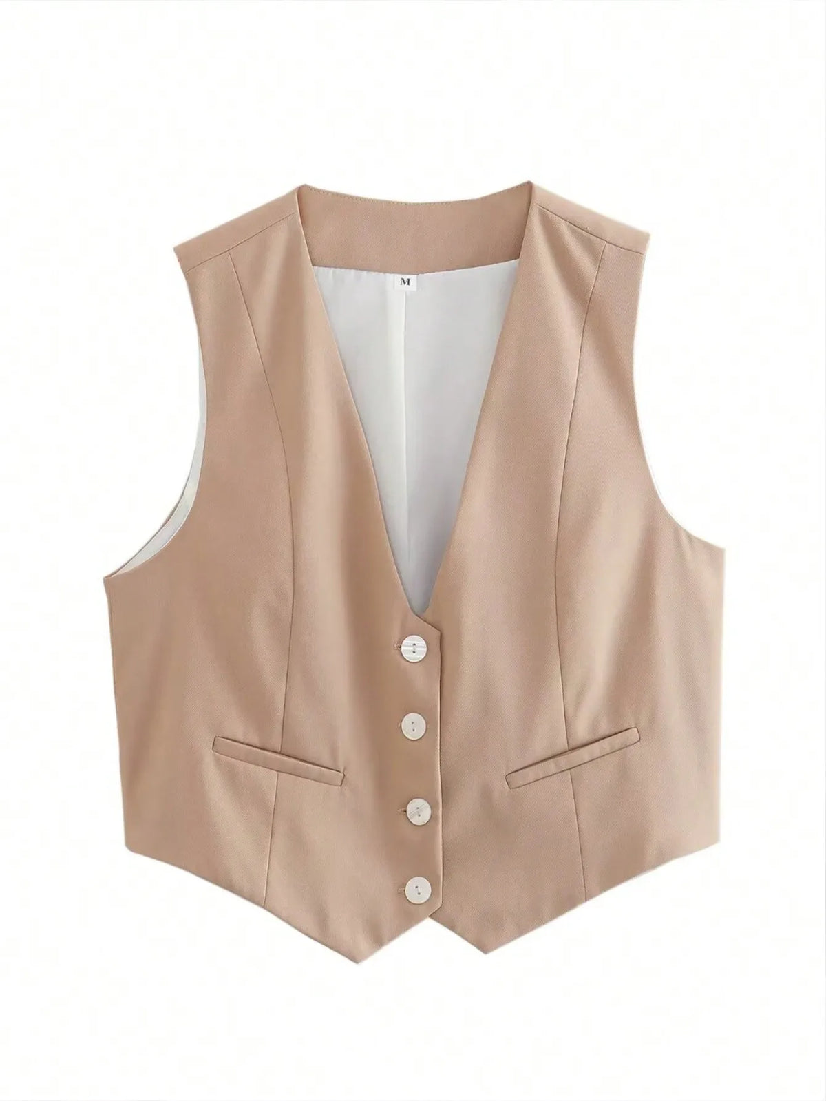 Women'S Solid Suit Vest Sleeveless Cropped Waistcoat