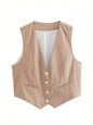 Women'S Solid Suit Vest Sleeveless Cropped Waistcoat
