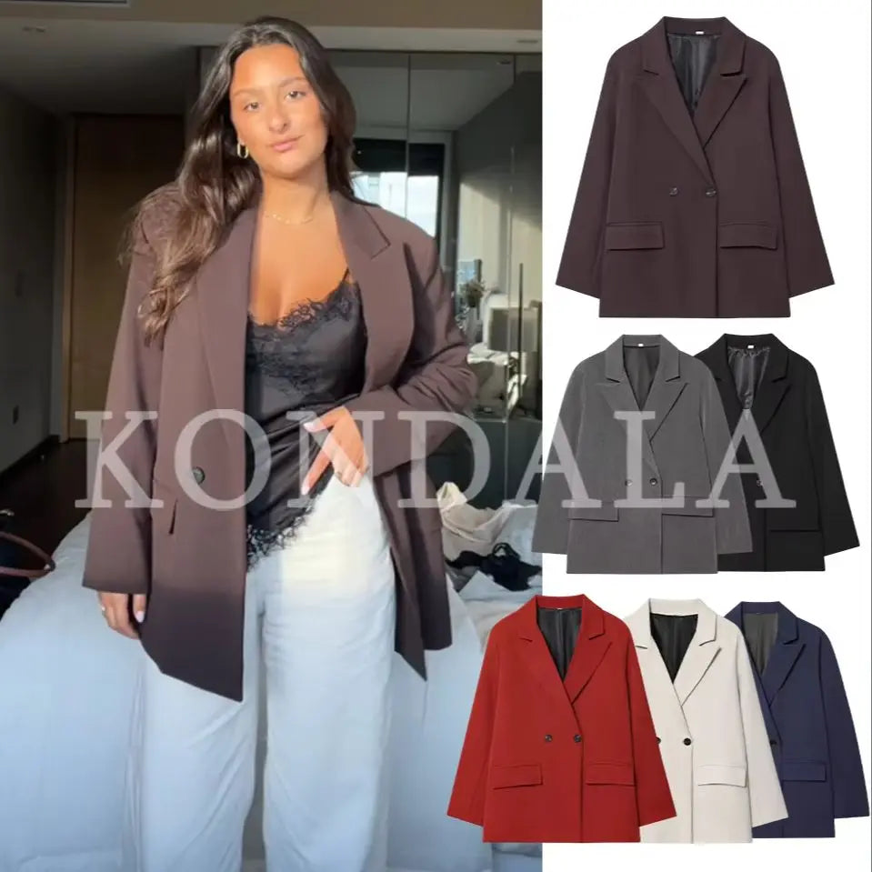Elegant Double Breasted Blazer Coat for Women
