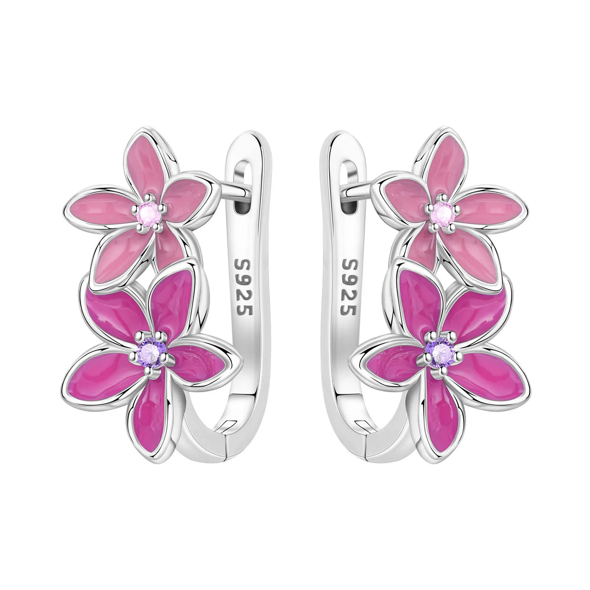 S925 Sterling Silver Iris Flower Hoop Earrings for Women