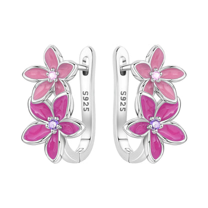 S925 Sterling Silver Iris Flower Hoop Earrings for Women