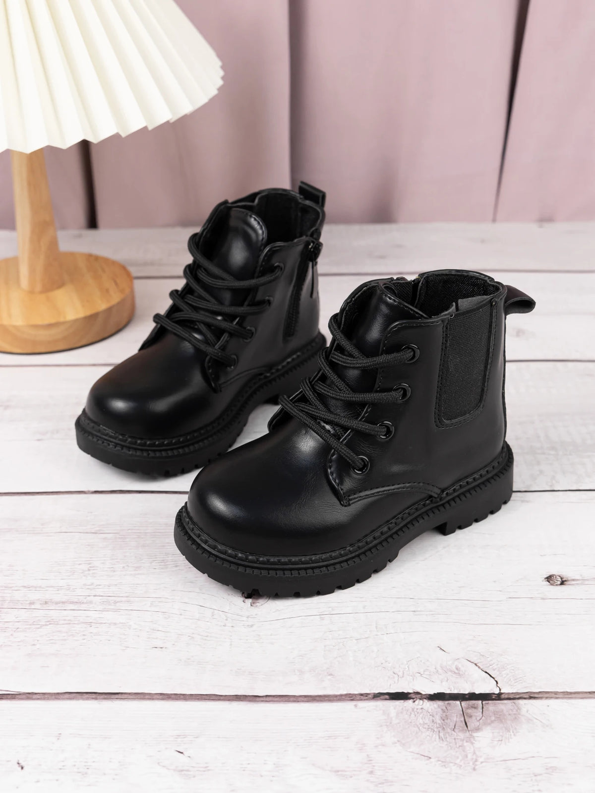 Waterproof PU Leather Children's Lace-up Boots