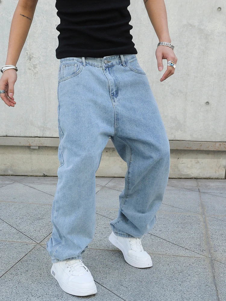 Men's Baggy Denim Jeans Casual Loose Straight Pants