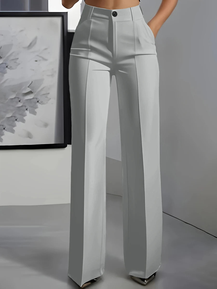 Women High Waisted Wide Leg Black Trousers