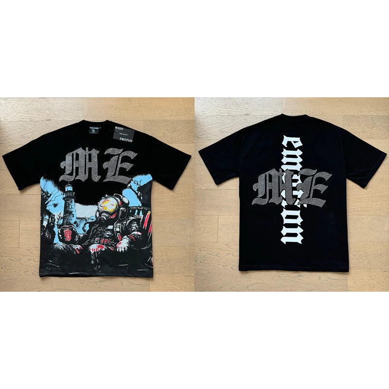 Mixed Emotion Cotton T-Shirt for Couples with Angel Print