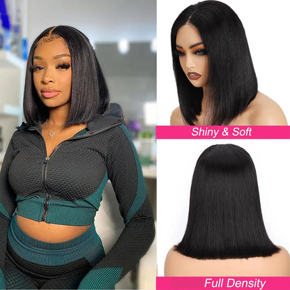 Glueless Human Hair Bob Straight Lace Front Wig