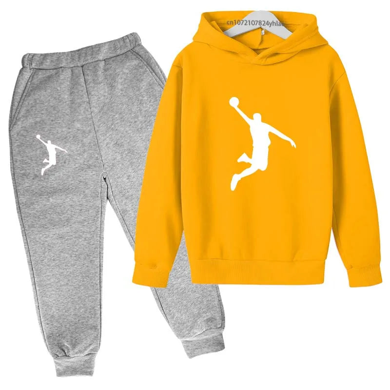 Kids Casual Hoodie and Pants Tracksuit Set