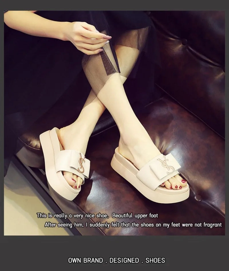 Women's Casual Leather Sandals with Thick Bottom