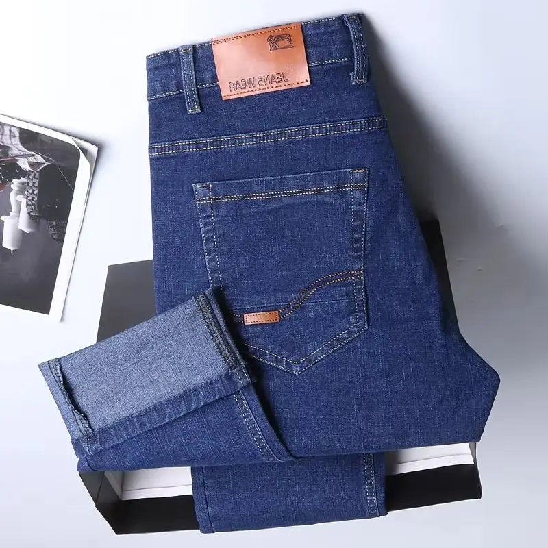 Men's Black Blue Stretch Jeans Casual Slim Fit Trousers