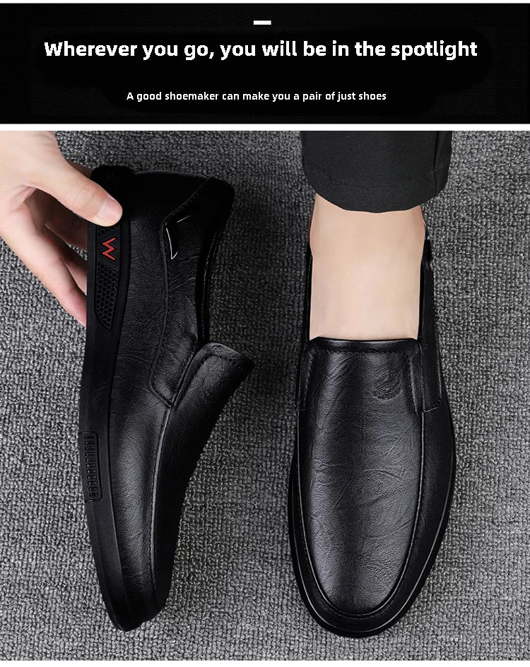 CLOHOO Men's Leather Casual Loafers for Office