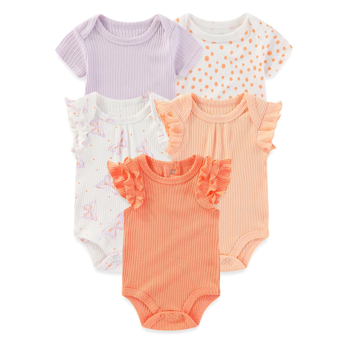 Kiddiezoom Cartoon Short Sleeve Baby Bodysuits 100% Cotton