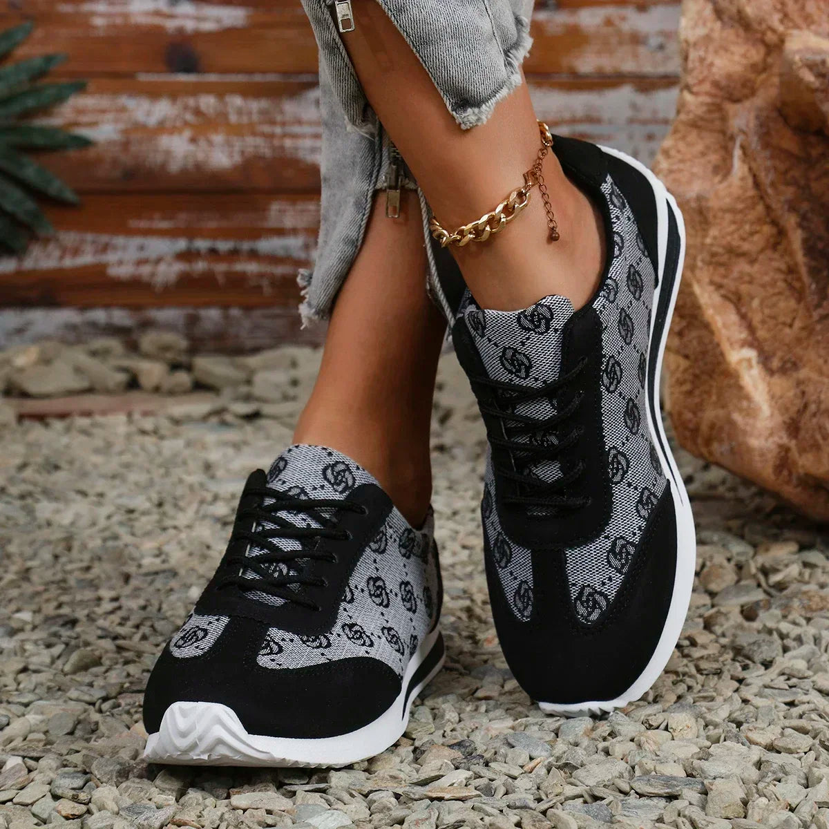 Breathable Cross Strap Sneakers for Women