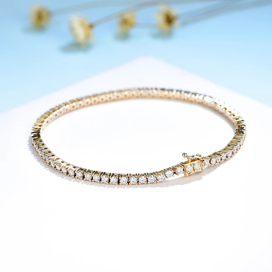 Moissanite Tennis Bracelet for Women in 14K Gold