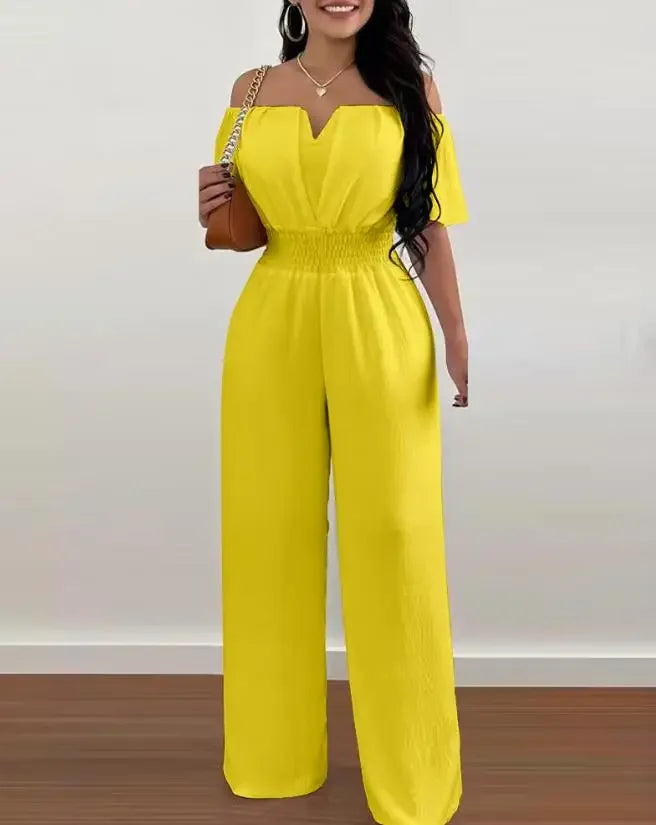Elegant Off Shoulder Women's Jumpsuit Casual Polyester