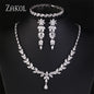ZAKOL Brilliant Zirconia Leaf Jewelry Set for Women