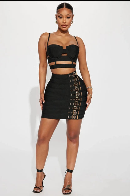 Women Sexy Bandage Tops and Pencil Skirt Set