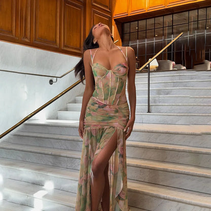 Floral Print Sleeveless Bodycon Dress for Women