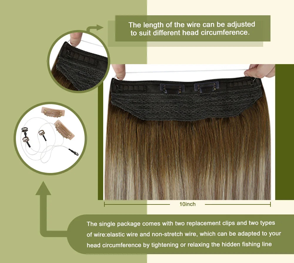 VeSunny Remy Hair One Piece Invisible Wire Extensions