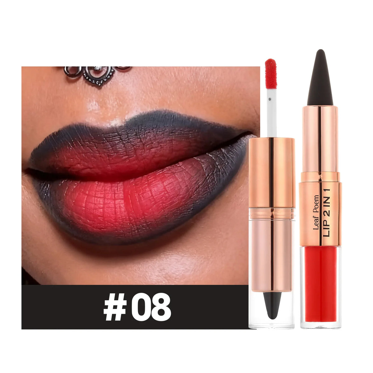 Waterproof Matte Black Lipstick and Lipgloss Duo
