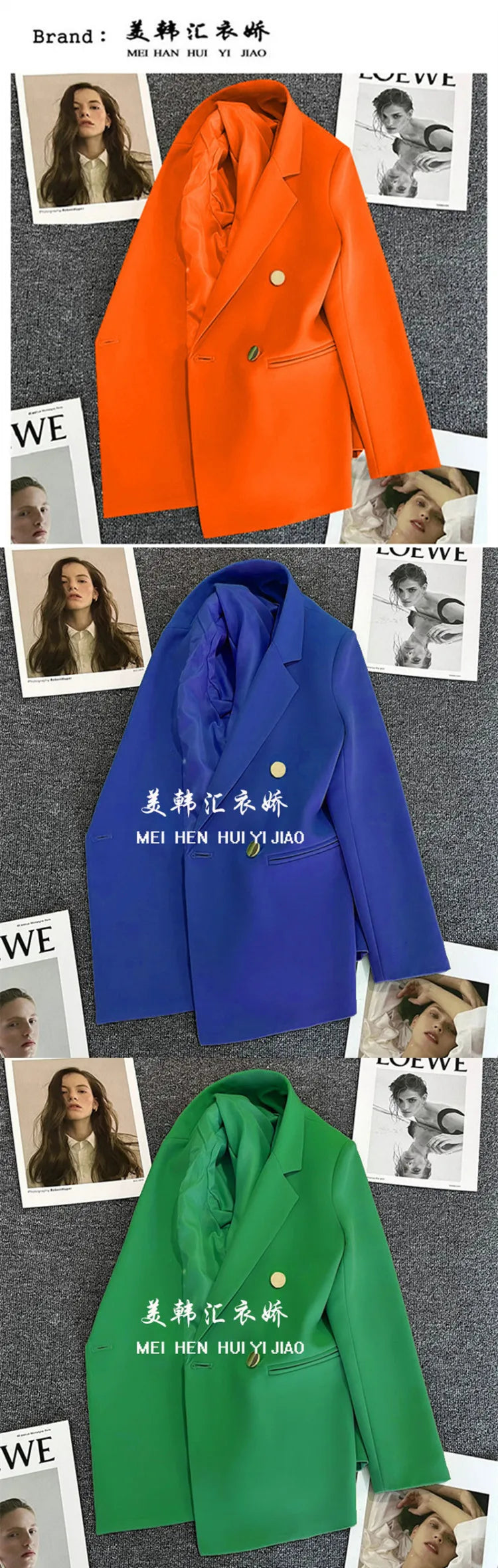 Candy Color Slim Blazer with Notched Collar and Metal Buttons