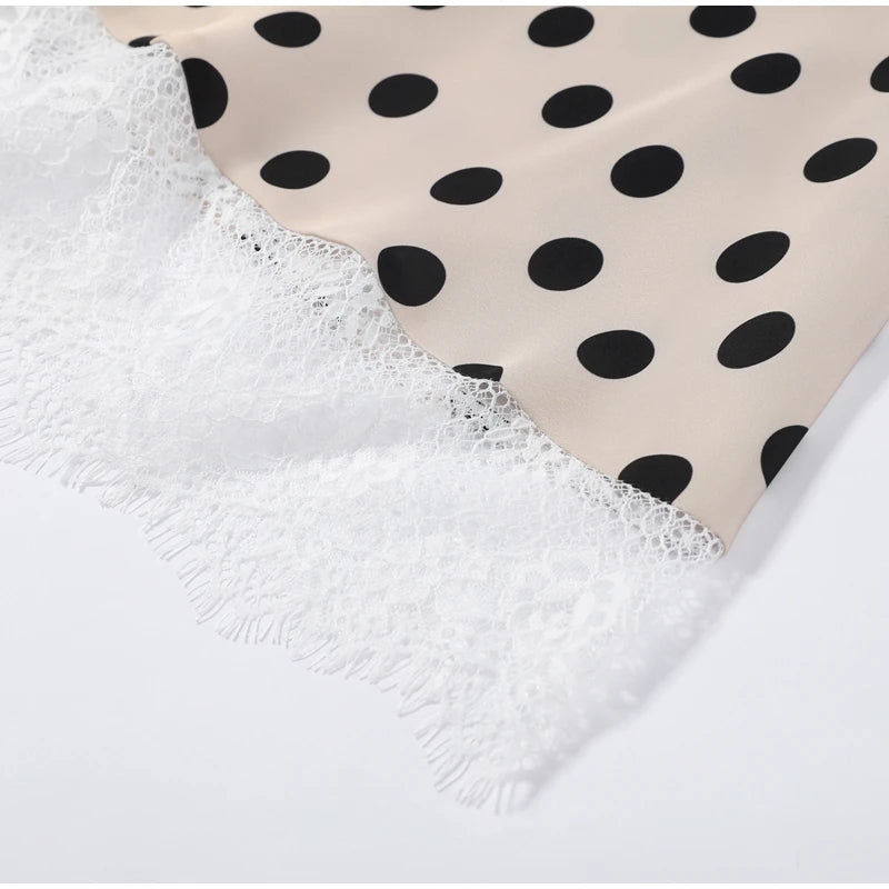 Elegant Satin Polka Dot Maxi Dress for Women