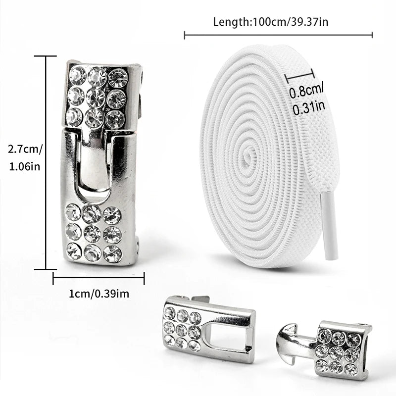 Diamond Buckle Elastic No Tie Shoelaces for Sports