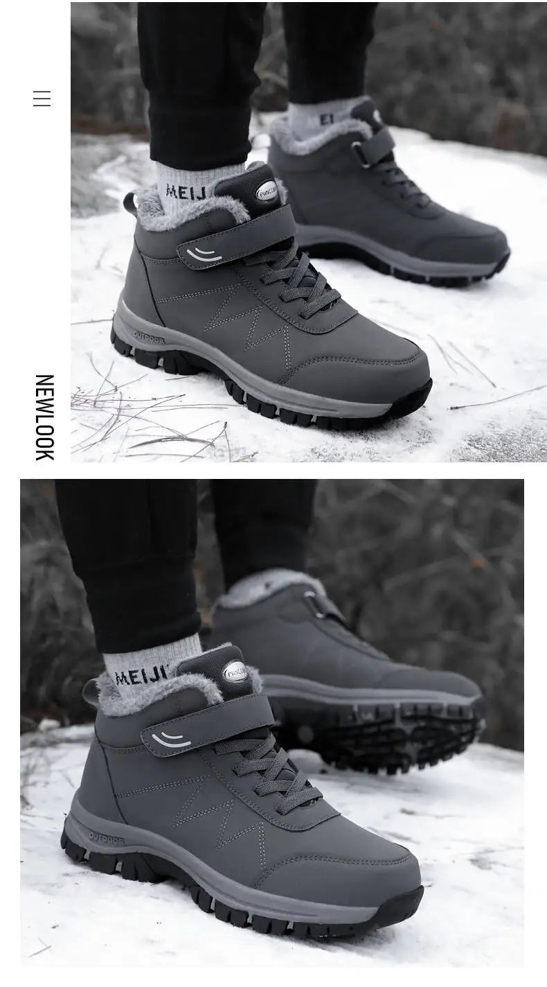 Men's Winter Ankle Snow Boots with Plush Lining