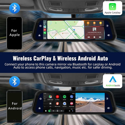 10 Inch 4K Dash Cam Rearview Mirror with GPS and WiFi
