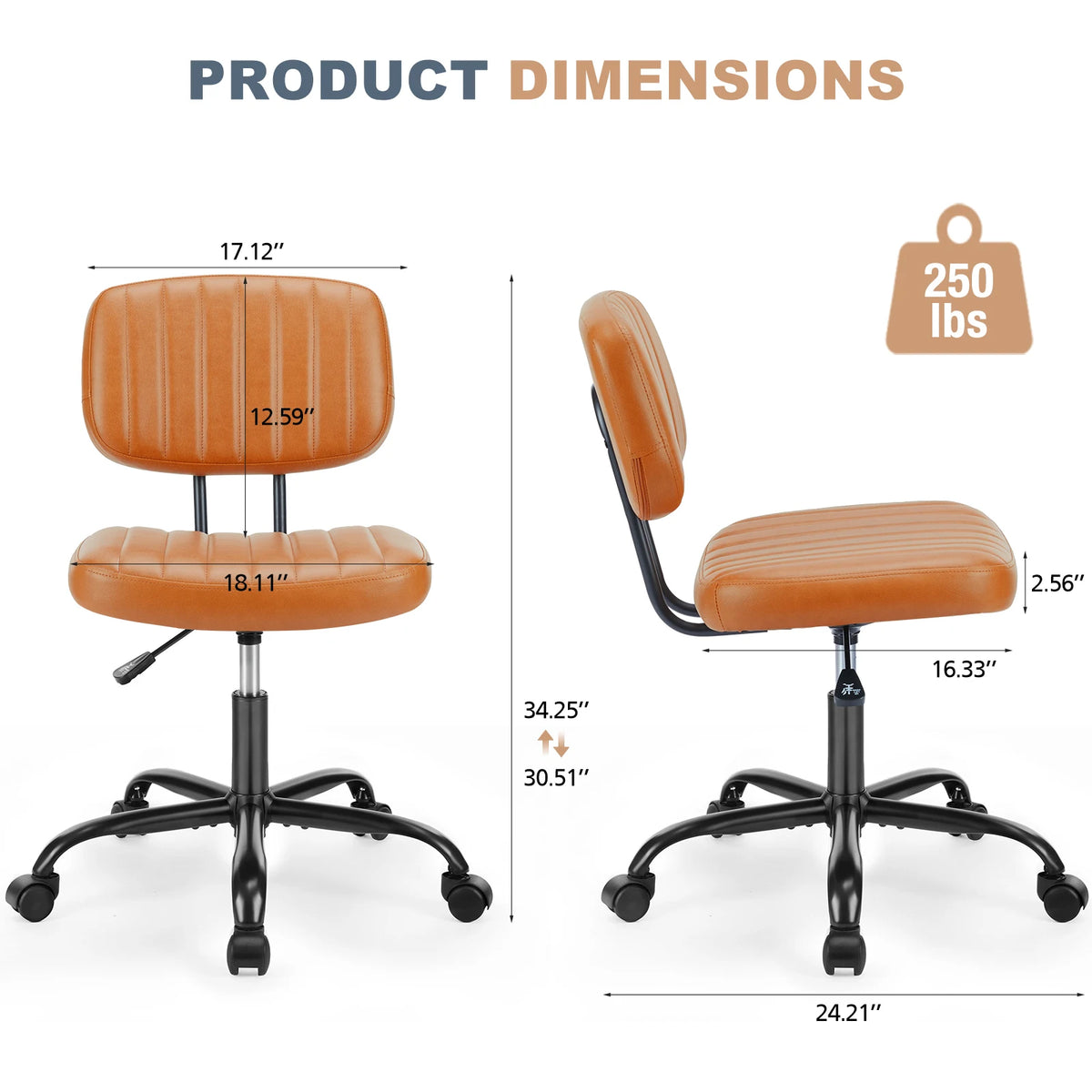 Height Adjustable PU Leather Office Desk Chair