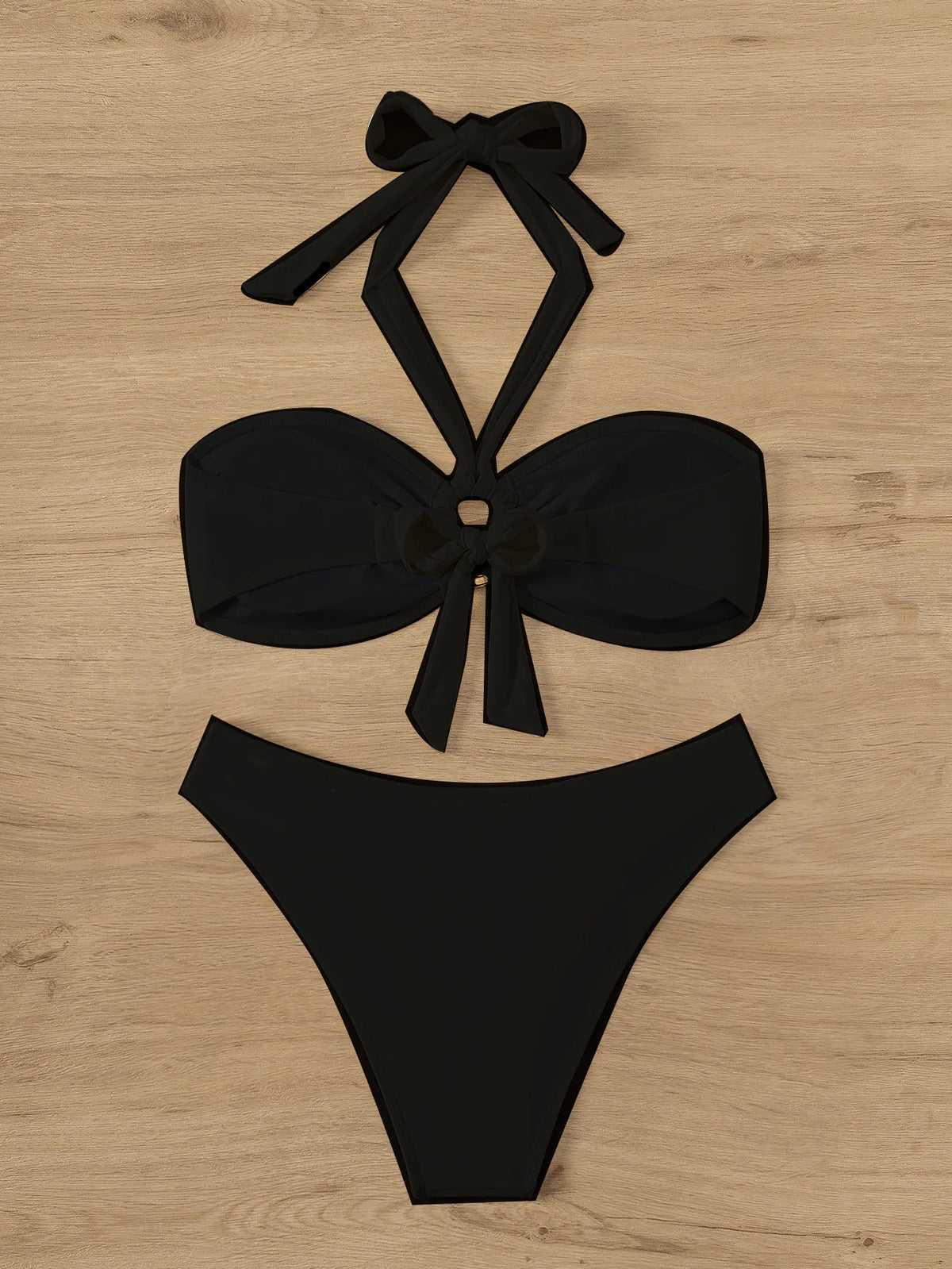 Bandeau Push-Up Bikini Set with Brazilian Thong