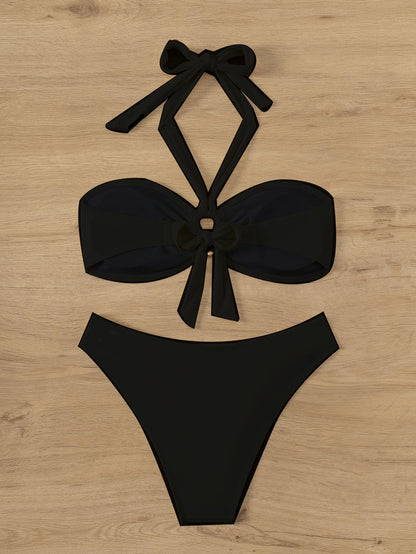 Bandeau Push-Up Bikini Set with Brazilian Thong