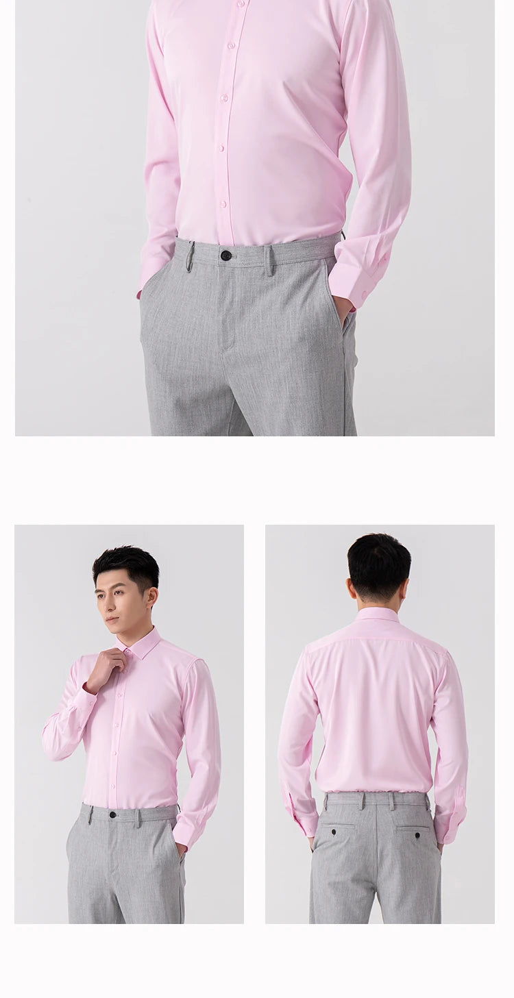 Men's Slim Fit Solid Color White Dress Shirt
