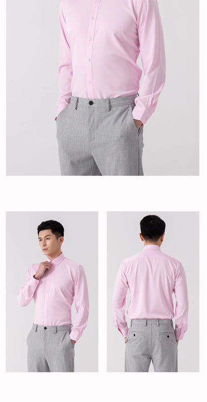 Men's Slim Fit Solid Color White Dress Shirt