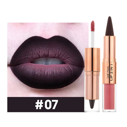 Waterproof Matte Black Lipstick and Lipgloss Duo