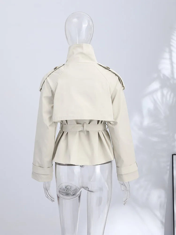 Women's Double Breasted Long Trench Coat Windbreaker