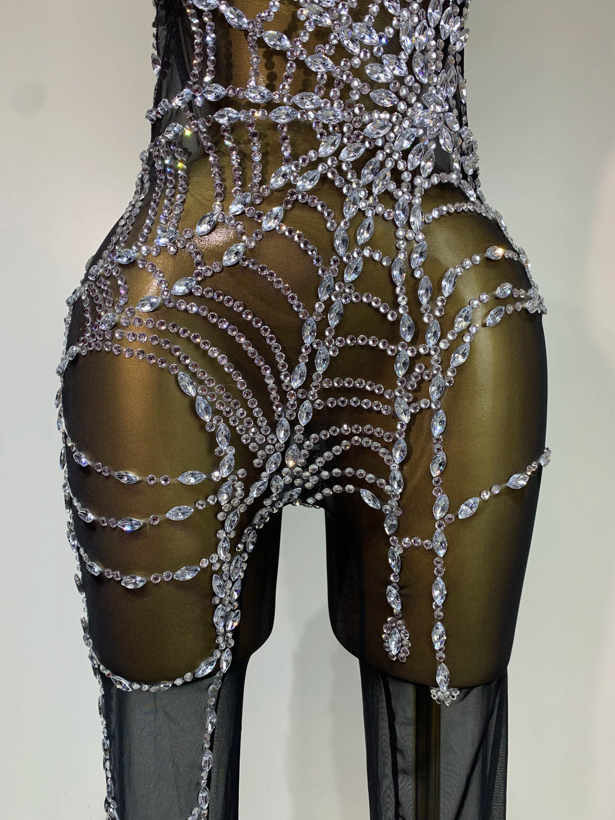 Sparkly Diamond Mesh Jumpsuit for Women