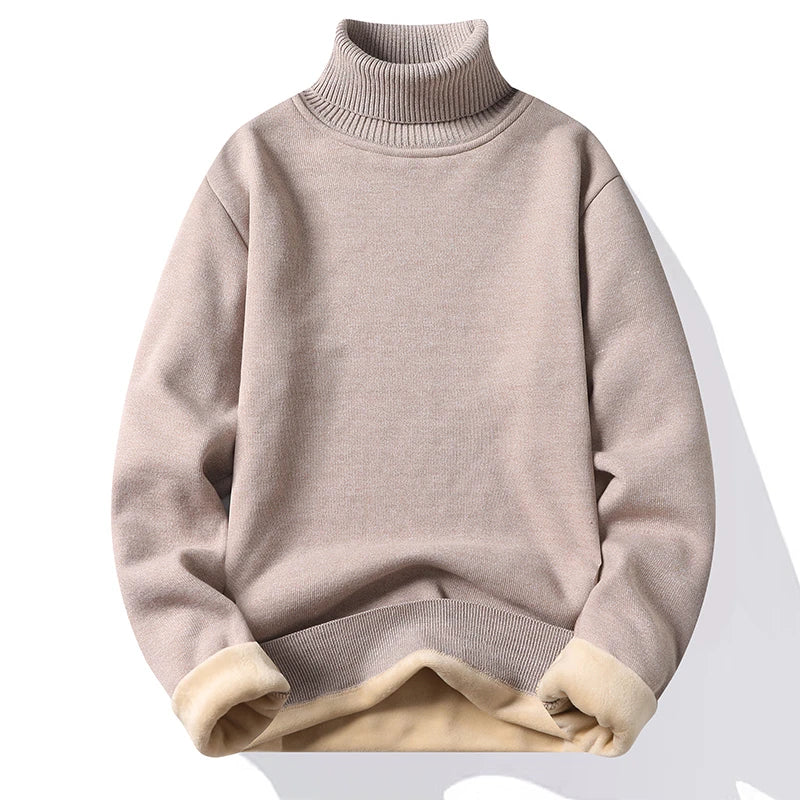 Mens Knitted Turtleneck Sweater Slim Fit Casual
