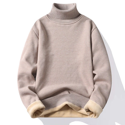 Mens Knitted Turtleneck Sweater Slim Fit Casual