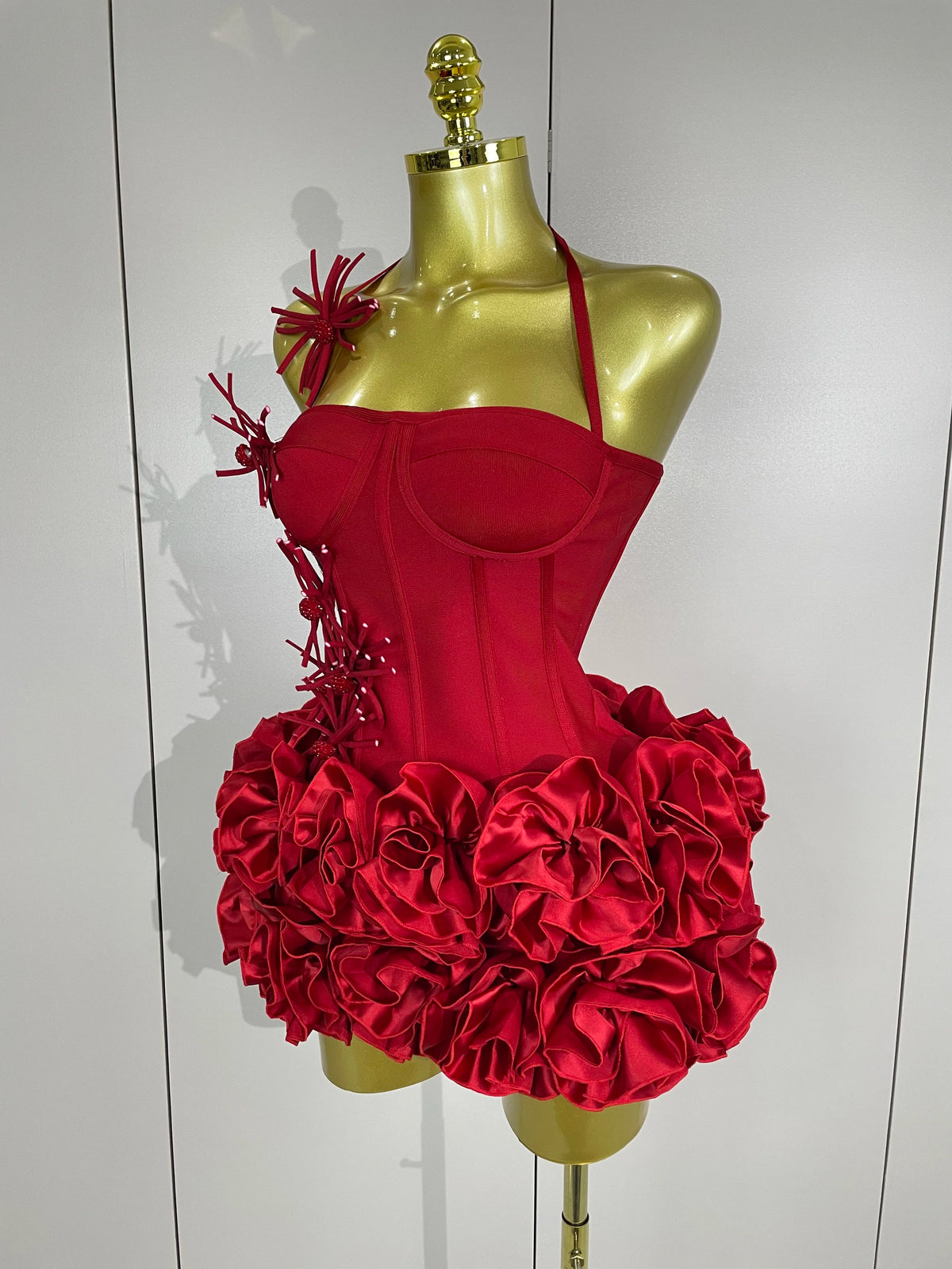 Women Red Black Bandage Two Piece Cocktail Gown