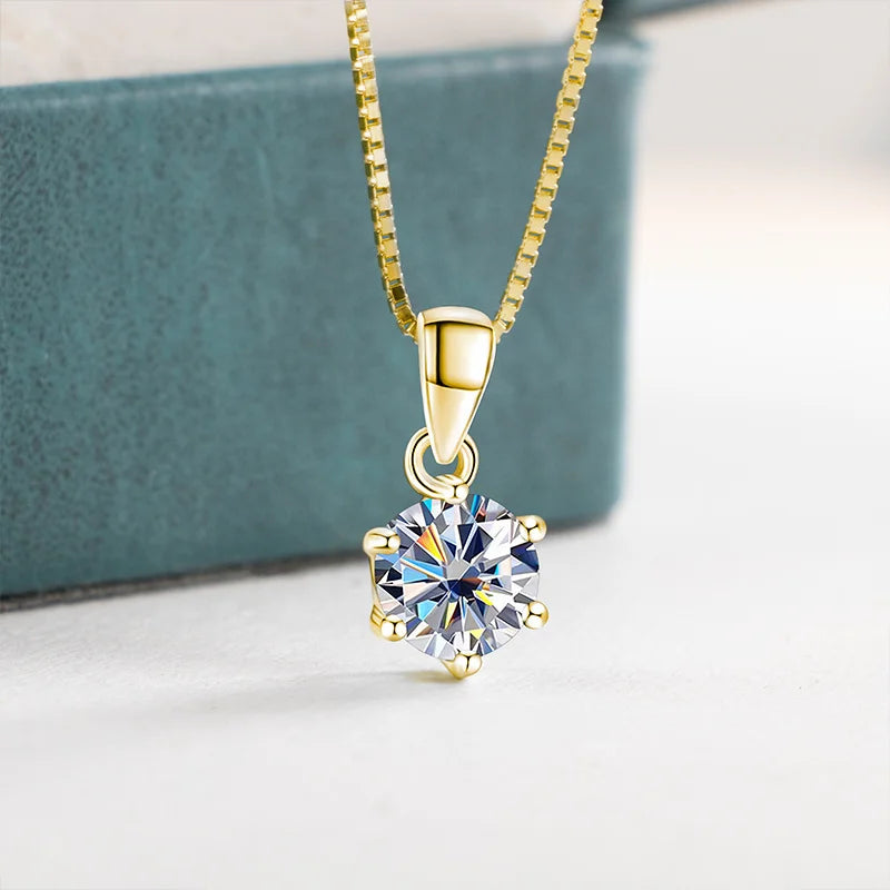 Moissanite Pendant Necklace 925 Sterling Silver Women