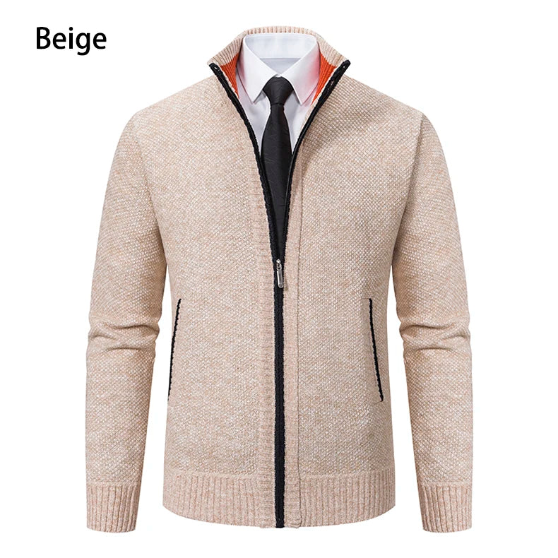 Men's Fleece Zipper Cardigan Casual Sports Coat