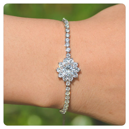Moissanite Sunflower Bracelet in 925 Sterling Silver