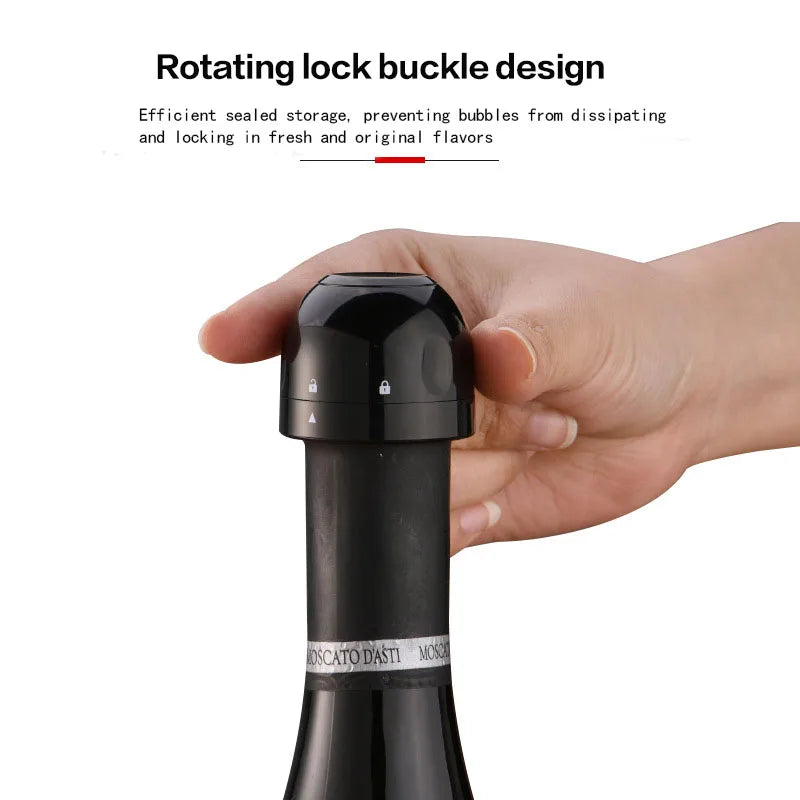 Red Wine Corks Champagne Bottle Stopper Set Black ABS Silicone